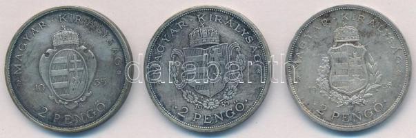 1935. 2P Ag "Pázmány" + 2P Ag "Rákóczi" + 1936. 2P Ag "Liszt Ferenc" T...