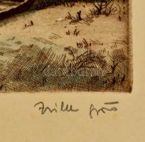 Zsille Győző (1925-): Havas táj rézkarc, papír, jelzett, 19x23 cm