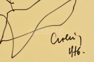 Csohány Kálmán (1925-1980): 2db karikatúra. Filc, papír, jelzett, 26x20, 28x20 cm