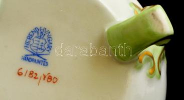 Herendi Viktória mintás, lábas bonbonniere  Kézzel festett, jelzett, hibátlan. d:10 cm