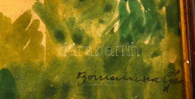 Bornemissza jelzéssel: Park. Akvarell, papír, üvegezett keretben, 35×27 cm