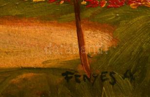 Fényes jelzéssel: Házudvar. Olaj, karton, keretben, 18×24 cm