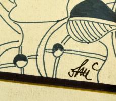 Szász jelzéssel: Arc. Vegyes technika, papír, üvegezett keretben, 10×11 cm