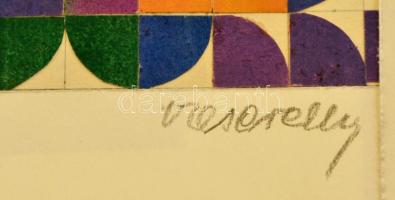 Vasarely jelzéssel: Kompozíció. Kollázs, papír, 15×13 cm