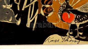 Kass jelzéssel: Honfoglalók. Vegyes technika, papír, 28×48  cm