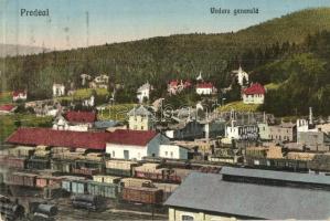 Predeál, Predeal; Vedera generala / Vasútállomás, vagonok, gőzmozdony, nyaralók. Kiadja D. Anghelescu / railway station, wagons, locomotive, villas (EK)