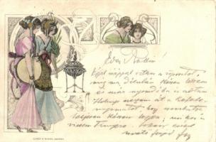 1901 Szecessziós női alakok. Szénásy és Reimann. Budapest / Art Nouveau ladies (EK)
