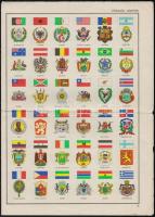 cca 1980 Zászlók és címerek, részlet egy földrajzi atlaszból, hajtott
