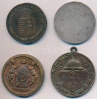 4db-os vegyes magyar emlékérem tétel, közte 1867. "Emlékül az 1865. évi Országgyűlés megnyitására" Br emlékérem 38mm); 1912. "Budapest Székesfővárosi Közlekedési Részvénytársaság Sportegyesülete a Sport Terén Elért Kiváló Érdemek Jutalmazására" Br emlékérem (40mm) T:2-,3 fülnyom