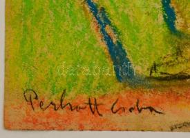 Perlott jelzéssel: Sárga ház. Pasztell, papír, 46×31 cm