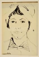 Czene jelzéssel: Női portré. Tus, papír, 28×20 cm