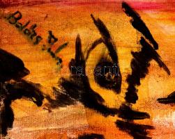 Balázs jelzéssel: Emlékek. Olaj, farost, 50×70 cm