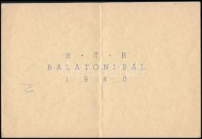 1940 Meghívó a Hungária Szálló termeiben rendezendő Balatoni Bálra