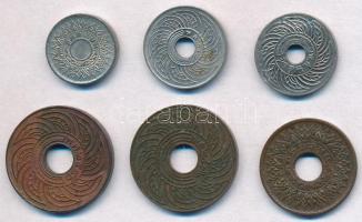 Thaiföld / Sziám ~1900-1930. 6db-os vegyes fémpénz tétel T:2,2- Thailand / Siam ~1900-1930. 6pcs of various metal coins C:XF,VF