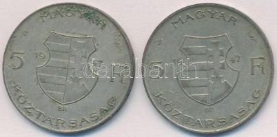 1947. 5Ft Ag "Kossuth" (2x) T:2-,3 patina