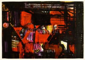 Fett Jolán (1927-2007): Kompozíció, vegyes technika, papír, hátulján jelzett, 39×29 cm