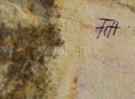 Fett Jolán (1927-2007): Kompozíció, vegyes technika, papír, hátulján jelzett, 39×29 cm