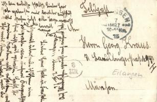 1916 Német katonai csoportkép tüzelő állásban puskákkal / WWI Imperial German Army military group ph...