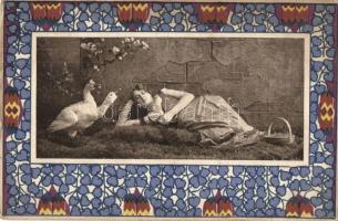 Stoff-Reproduktion style art postcard from the Viennese textile pattern series. Art Nouveau W.R.B. & Co. Vienne Serie 03245. (EK)