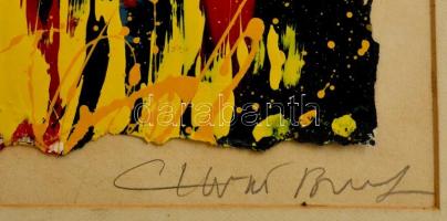 Olvashatatlan jelzéssel: Tüzes metropolisz, olaj, papír, paszpartuban, 25×20 cm