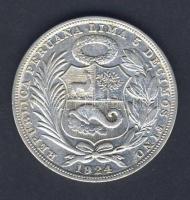 Peru 1924. 1S Ag T:3/3+ ü