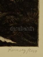 Remsey Jenő (1885-1970): Csatakos út. Rézkarc, papír, jelzett, üvegezett keretben, 19×29 cm