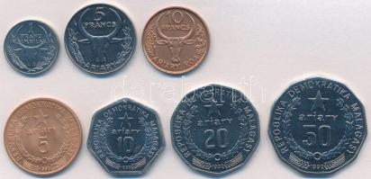 Madagaszkár 1989-1993. 1fr-50A (7xklf) T:1- Madagascar 1989-1993. 1 Franc - 50 Ariary (7xdiff) C:AU