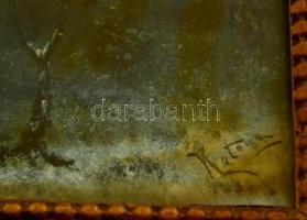 Katona jelzéssel: Hóesés, vegyes technika, papír, foltos, üvegezett fa keretben, 19,5×25 cm