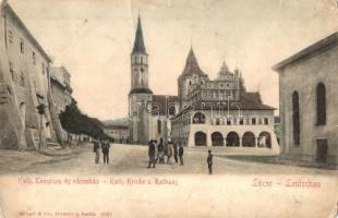 1906 Lőcse, Leutschau, Levoca; katolikus templom, városháza / church, town hall (Rb)
