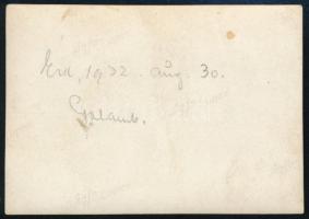 1932 Érd, lezuhant vitorlázórepülő, fotó, hátuljén feliratozva, 6×9 cm