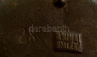 cca 1890 Aninai emlék, falikép, önött vas, 21×14 cm