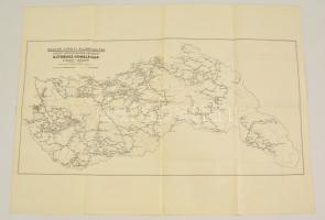 cca 1940 Magyarország vasúti térképe, a hivatalos menetrendkönyv melléklete, hajózási és buszvonal t...