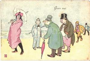 10 db RÉGI motívumos képeslap;  üdvözlő, állat, folklór, humor / 10 pre-1945 motive postcards; greet...