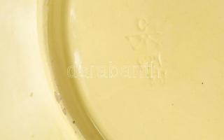 Körmöcbányai szecessziós tányér, mázas, jelzett, apró máz hibákkal,d: 26 cm