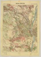 1928 Budai hegyek kiránduló térképe. Kirándulók térképe 1. sz., 1:37500, Bp. M. Kir. Állami Térképészet, kis szakadással, 69x49 cm.