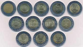 San Marino 1982-1999. 500L Al-Br-acél (12xklf) forgalmi emlékkiadások T:1,1-
San Marino 1982-1999. ...