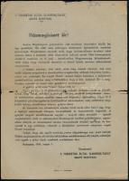 1945 A Fasiszták Által Elhurcoltakat Segítő Bizottság körlevele házmegbízott számára