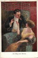 12 db RÉGI motívumlap; hölgyek / 12 pre-1945 postcards; ladies, with litho