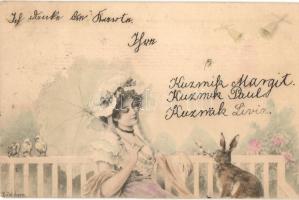 12 db RÉGI motívumlap; hölgyek / 12 pre-1945 postcards; ladies, with litho