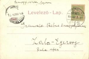 1904 Sopron, Erzsébet utca, villamos, Újhelyi ház. Kiadja Blum N. (EB)