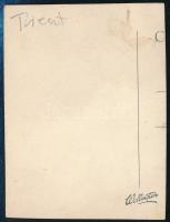 1928 Trieszt, hidroplán-kikötő, fotó, feliratozva, 6,5×8,5 cm