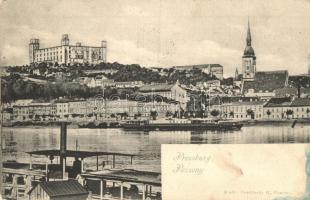 1902 Pozsony, Pressburg, Bratislava; vár, gőzhajók / castle, steamships (EK)