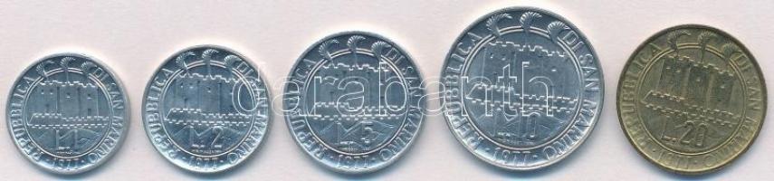 San Marino 1977. 1L-20L (5xklf) T:1,1- San Marino 1977. 1 Lira - 20 Lire (5xdiff) C:UNC,AU