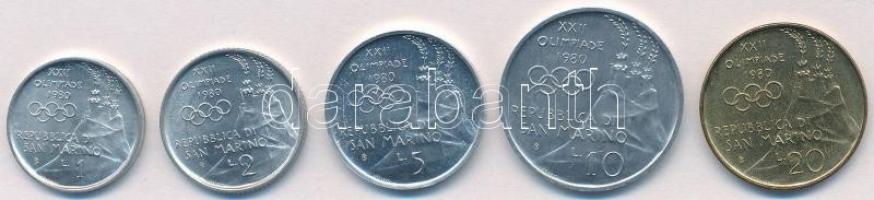 San Marino 1980. 1L-20L (5xklf) T:1,1- San Marino 1980. 1 Lira - 20 Lire (5xdiff) C:UNC,AU