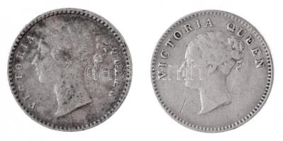 Brit-India 1841. 2A Ag "Viktória" (2xklf) T:2,2- patina British India 1841. 2 Annas Ag "Victoria" (2xdiff) C:XF,VF patina