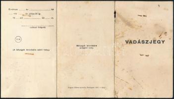 1949 Bp., Fényképes vadászjegy