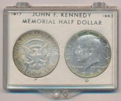 Amerikai Egyesült Államok 1964-1964D 1/2$ Ag Kennedy (2xklf) plasztik tokban T:1- kis patina USA 1964-1964D 1/2 Dollar Ag Kennedy (2xdiff) both in plastic case C:AU small patina