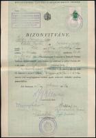 1942 Mozgóképüzemi üzemvezetői (működési) igazolvány, 2 db + bizonyítvány