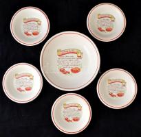ISG spaghetti tál és tányérok ( 5db), levonóképes, jelzett, hibátlan, d:21 cm (5×), 32 cm