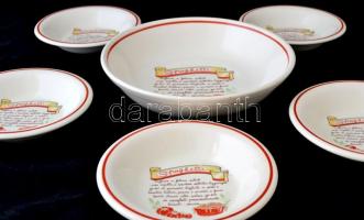 ISG spaghetti tál és tányérok ( 5db), levonóképes, jelzett, hibátlan, d:21 cm (5×), 32 cm